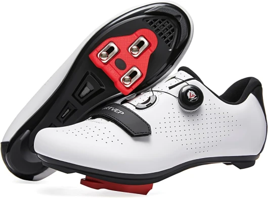 ARTVEP Chaussures Cyclisme Hommes Chaussures de vélos de Route pour Femmes compatibles avec Look SPD SPD-SL Delta Cleats Aptitude Chaussures Intérieur/Extérieur 37 EU Blanc