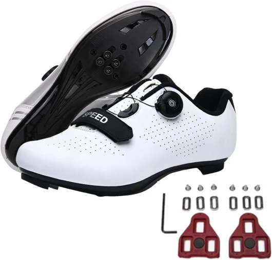 FANSU Chaussure Velo Route Homme, Antidérapants Chaussures de Cyclisme pour Hommes Femmes, Unisexe Chaussures de Vélo Lacets Rotatifs Route VTT avec Languettes Look Lock 36-47 EU