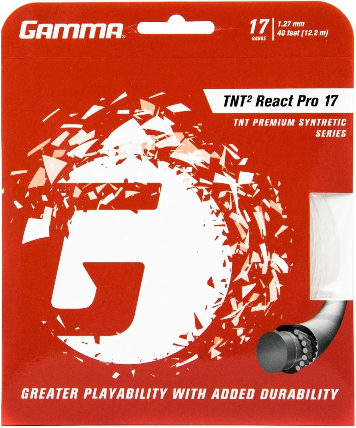Gamma TNT² React Pro 12,2 M Set Tennis Cordage en Garniture 12,2M Blanc 1,27