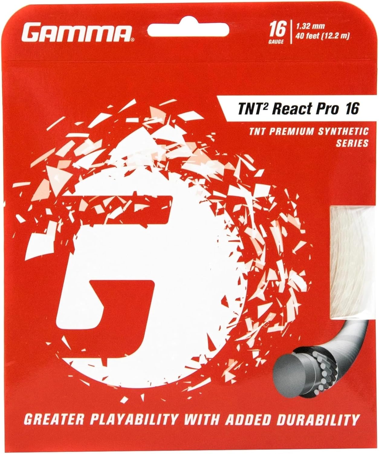 Gamma TNT² React Pro 12,2 M Set Tennis Cordage en Garniture 12,2M Blanc 1,32