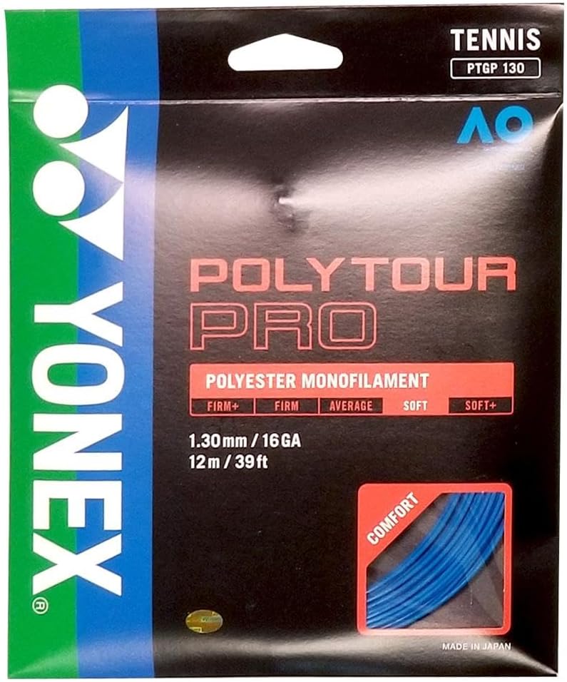 YONEX Poly Tour Pro Jeu de cordes de tennis (17 g, bleu)