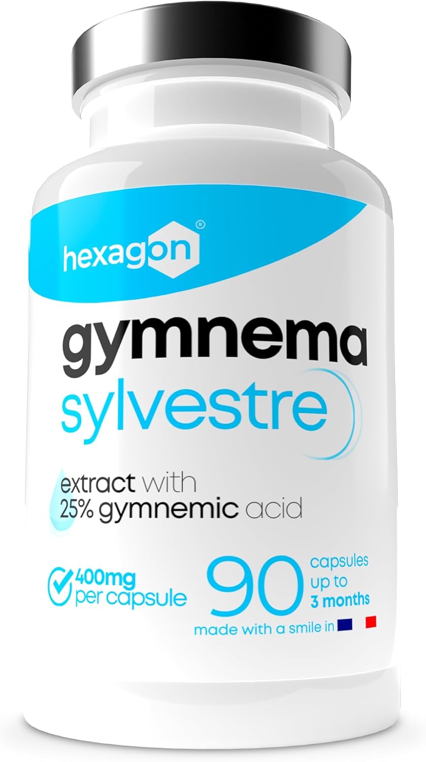 Gymnema Sylvestre 400mg - Jusqu’à +3 Mois de Cure - Soutien Naturel - Gestion des Envies Sucrées - Made in France - 90 Gélules Végétales - Vegan - Hexagon
