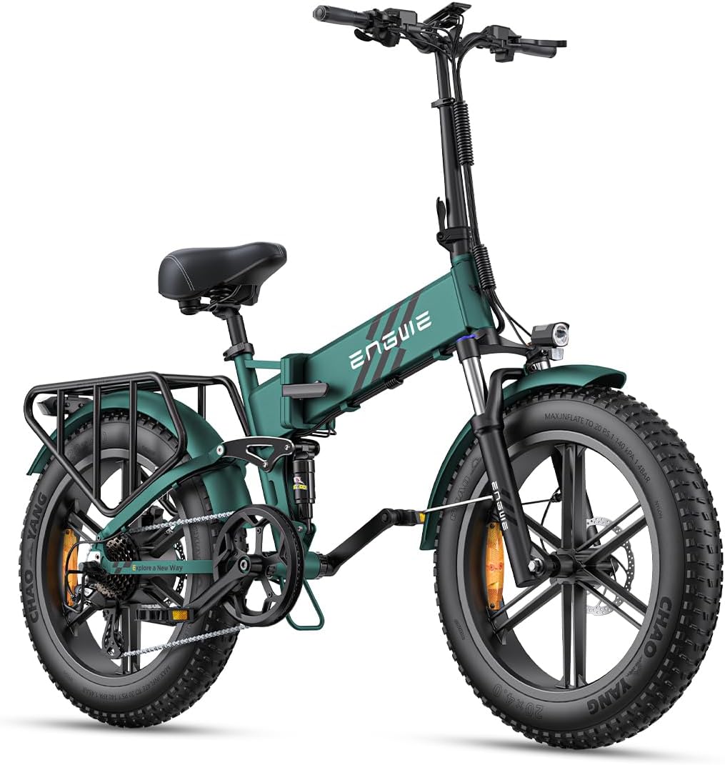 Velo Electrique Pliable Vélo Électrique avec 20x4.0 Pouces Fat Tire,16Ah Batterie Amovible jusqu'à 150KM/110KM, Suspension complète,8 Vitesses, Engine Pro/Engine Pro 2.0 Vert ENGINE PRO 2.0