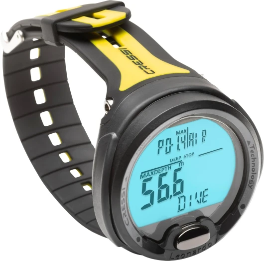 Leonardo Diving Computer - Ordinateur de Plongée Air/Nitrox,Mode de mesure de la profondeur, Taille Unique, Adulte unisexe Noir/Jaune