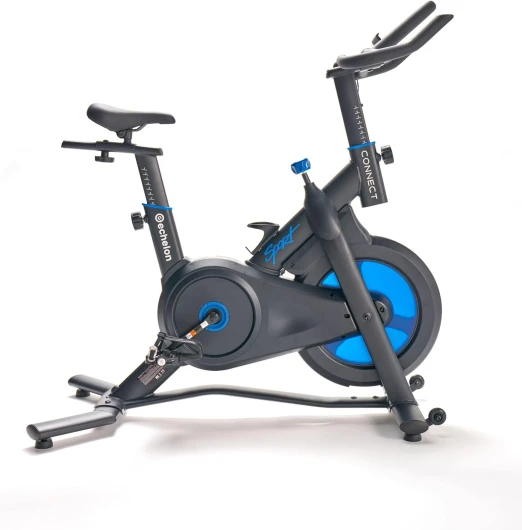 Connect Sport 2 Vélo d'appartement intelligent, volant d'inertie avant de 7 kg, design compact, roues avant pour un rangement facile, 32 niveaux de résistance magnétique, guidon ergonomique +