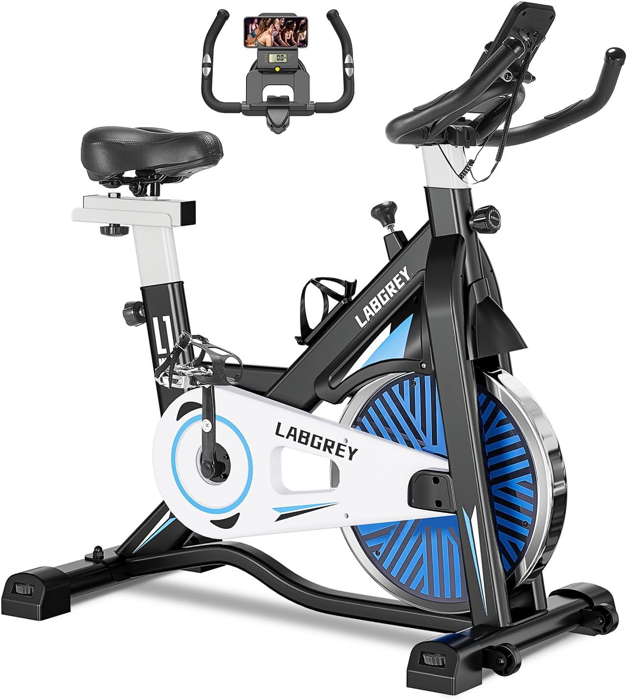 Vélo d'Appartement, Vélo de Fitness d'Exercice d'Intérieur Silencieux avec Écran LCD, Guidon et Siège Réglables, Résistance Ajustable pour l'Entraînement Cardio à la Maison Argent