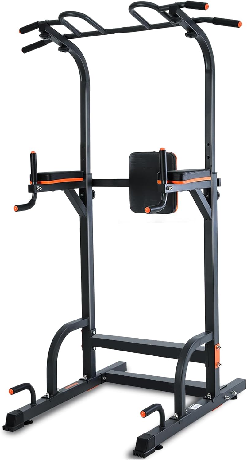 Power Tower Barre de Traction Chaise Romaine Hauteur Réglables Multifonction Dips Abdominaux Station de Musculation Entraînement à Domicile, Accoudoirs, Fitness, Chaise Romaine Musculation