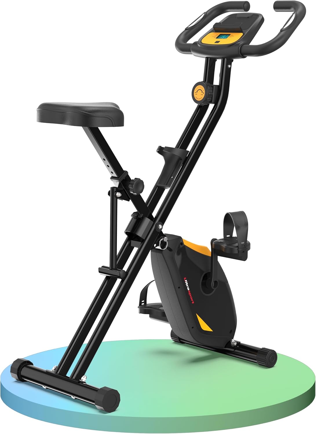 F-Bike Pro Vélo d’Appartement Pliable I Vélos d'Appartement Extra Silencieux jusqu'à 150 kg avec Selle Confort, 16 Niveaux, Fonction App, Silencieux, Velo d Appartement Pliable F-Bike Pro (16 niveaux I 150 KG) Orange-Noir