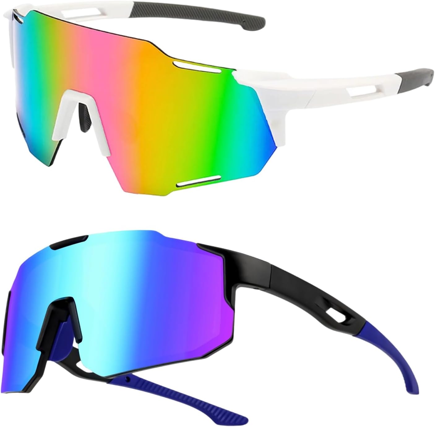 MEMSJIUWEN Lunettes de vélo, lunettes de soleil pour hommes et femmes, protection uv400, lunettes de soleil pour moto, course à pied, ski, baseball, pêche, beach volley