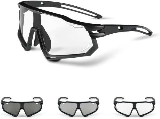 Powerruif Lunette de Cyclisme Photochromique Homme Femme Lunette Vélo VTT Anti-UV400 Lunette de Soleil Lunettes de sport pour cyclisme rapide, Pour Vélo Pêche Course Conduite Pêche Ski