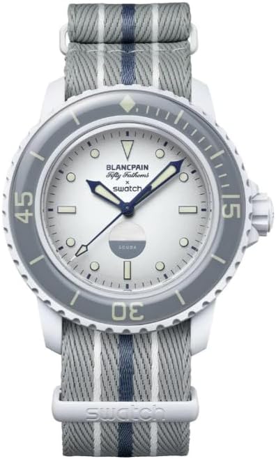 Swatch Montre bracelet Scuba Fifty Fathoms X Blancpain Antarctic Ocean, gris