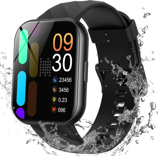 Montre Connectée Homme Femme avec 5ATM Étanche, Sport Montre pour Natation, 1,8" HD Smartwatch avec 100+ Sportifs, Sommeil, Fréquence Cardiaque, Montre Connectee pour Android & iPhone, Noir 1.8” Noir