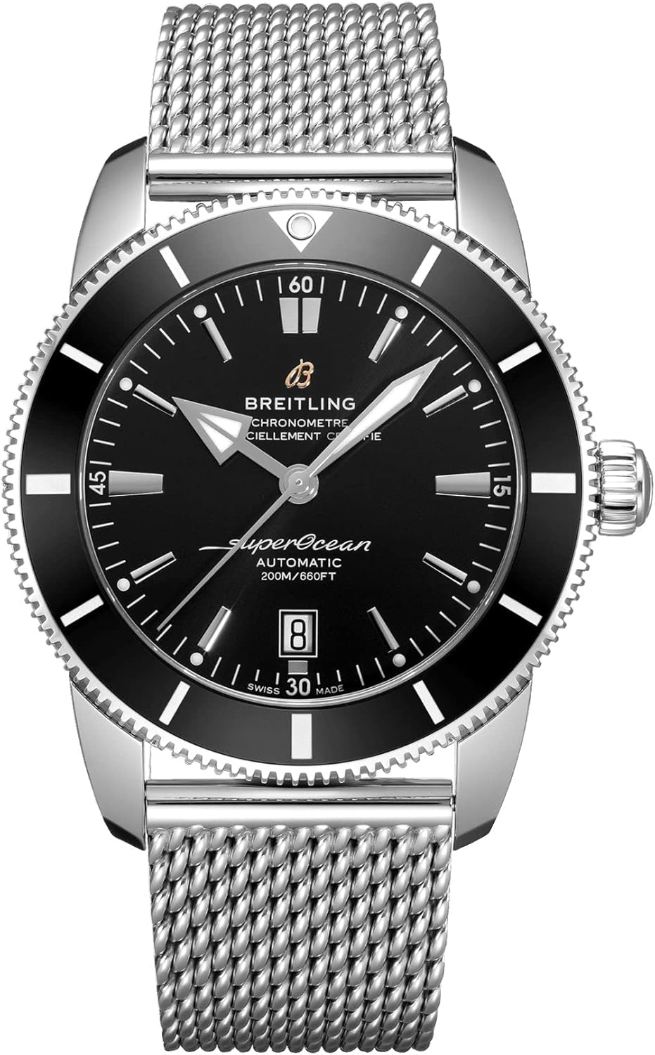 Breitling Superocean Heritage II AB2020121B1A1 Montre automatique pour homme avec cadran noir, Argenté, 46 mm, Moderne