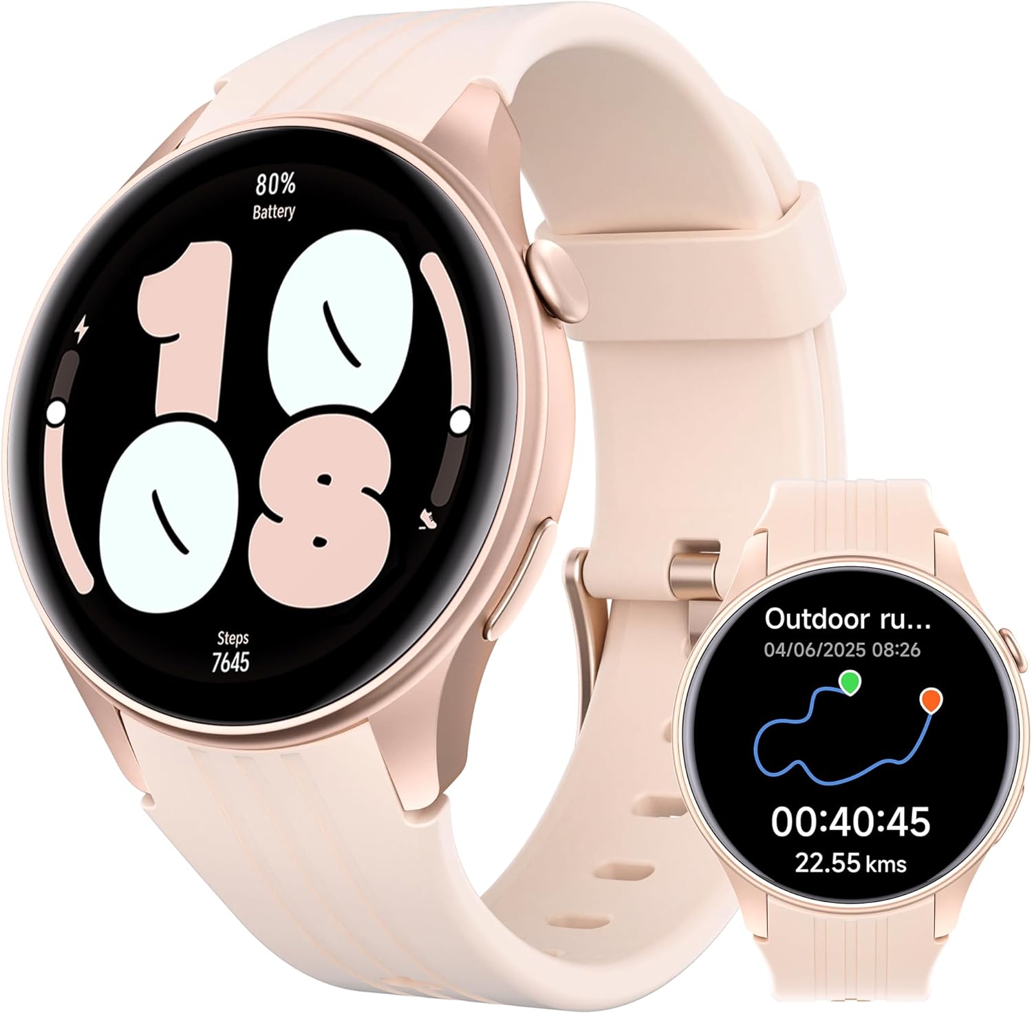 Montre Connectée Femme avec GPS Intégré, Smartwatch avec Appels Bluetooth, 100+ Sportifs, Fréquence Cardiaque, Sommeil, IP68 Étanche, Montre Connectee pour Android & iPhone (Or Rose, 43 mm) Or rose 43 mm