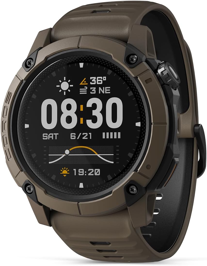 Nomad Montre GPS Outdoor Robuste, écran MIP 1.3", autonomie 22 Jours, Cartes globales préchargées, Microphone pour enregistrer des Messages vocaux Marron