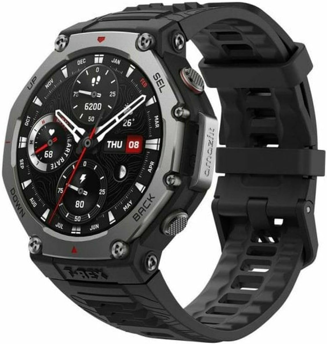 T-Rex 3 Outdoor Smartwatch 48mm Écran AMOLED, Cartes et Navigation Hors Ligne, GPS Double Bande à 6 Systèmes Satellites, Autonomie de 27 Jours, Paiement NFC, 170 Modes Sportifs pour Aventure Onyx