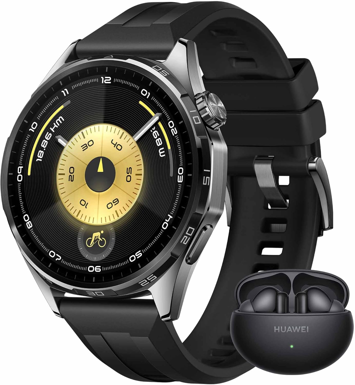 Watch GT 6 GPS 46mm Montres connectées + Freebuds 6i Noir Écran AMOLED de 1,47 Pouce, Jusqu'à 21 Jours d'autonomie, Cyclisme de Niveau Professionnel, Compatible avec iOS et Android, Noir GT 6 46mm Ensemble avec FB 6i noir Noir