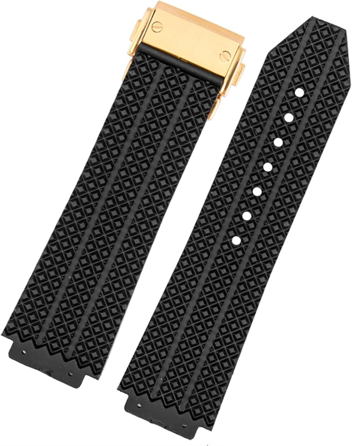 HEPUP Bracelet de montre pour homme Hublot Big Bang en silicone étanche 25 x 19 mm Particules or noir 25-19mm