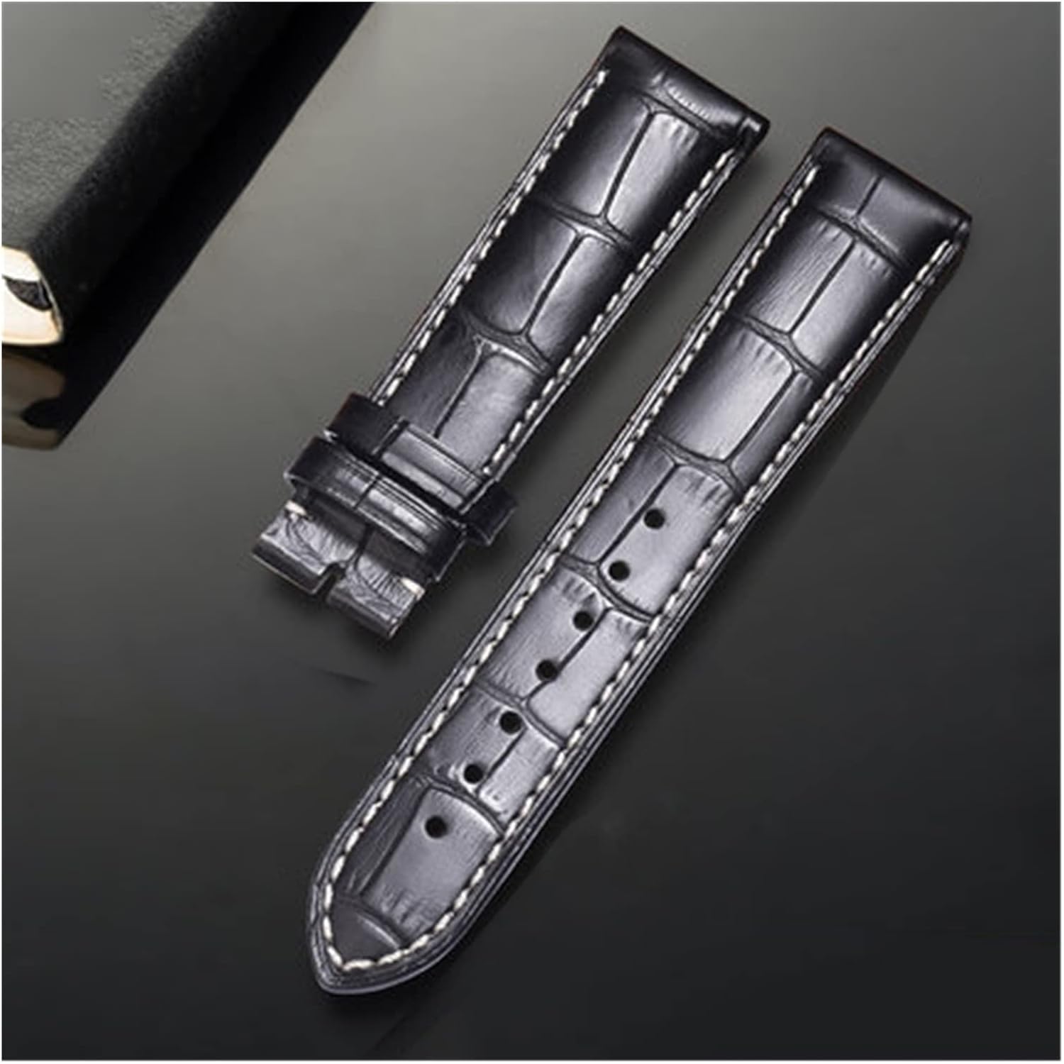 KGFDSGDS 14 15 18 19 20 21MM Bracelet d'accessoires de Montre Compatible avec Longines Conquest Master Collection Bracelet de Montre en Cuir à Boucle Papillon