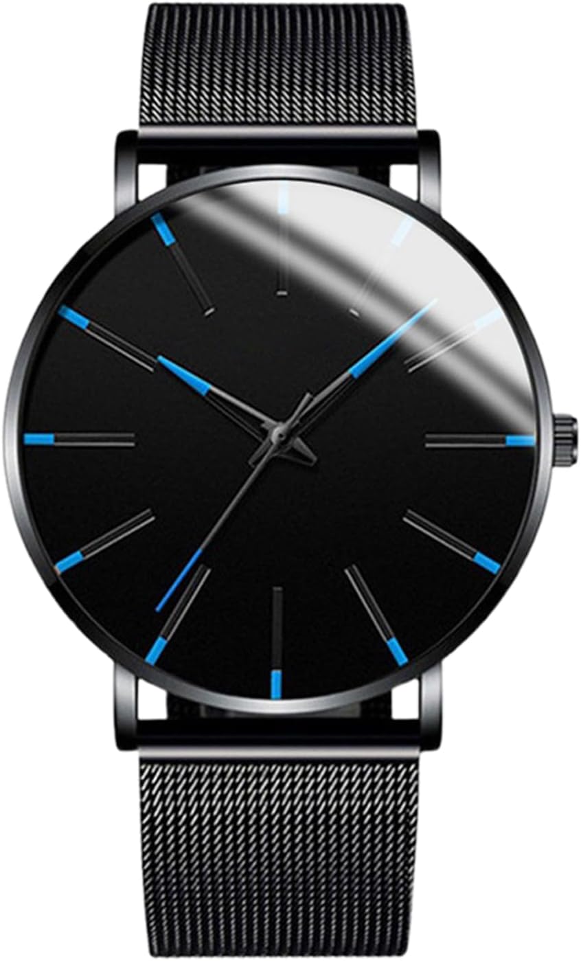 Élégants Montres De Quartz Analogiques Pour Hommes - Mode Masculine De Luxe, Affaires, Montre En Acier Inoxydable Avec Aiguilles Bleues - Montre De Poignet Lumineuse Étanche - Résistance À L'eau - Cla