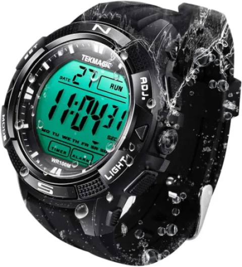 BANGLIN 10 ATM Lumineux Imperméable Plongée sous-Marine Eau Montre avec Chronomètre et Fonctions d'alarme, Soutien Double Fuseau Horaire, Compte à Rebours, Format 12/24 Heures