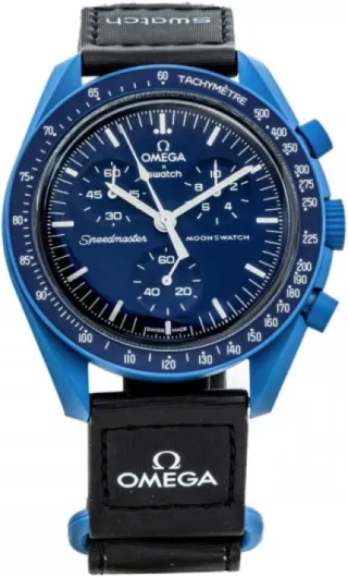 Omega x Swatch Moon Swatch Mission to Neptune Speedmaster Blue SO33N100, bleu
