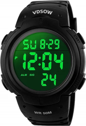 VDSOW Montre de Sport étanche avec Alarme/Chronomètre, Large Poignet Militaire avec rétro-éclairage LED pour Homme