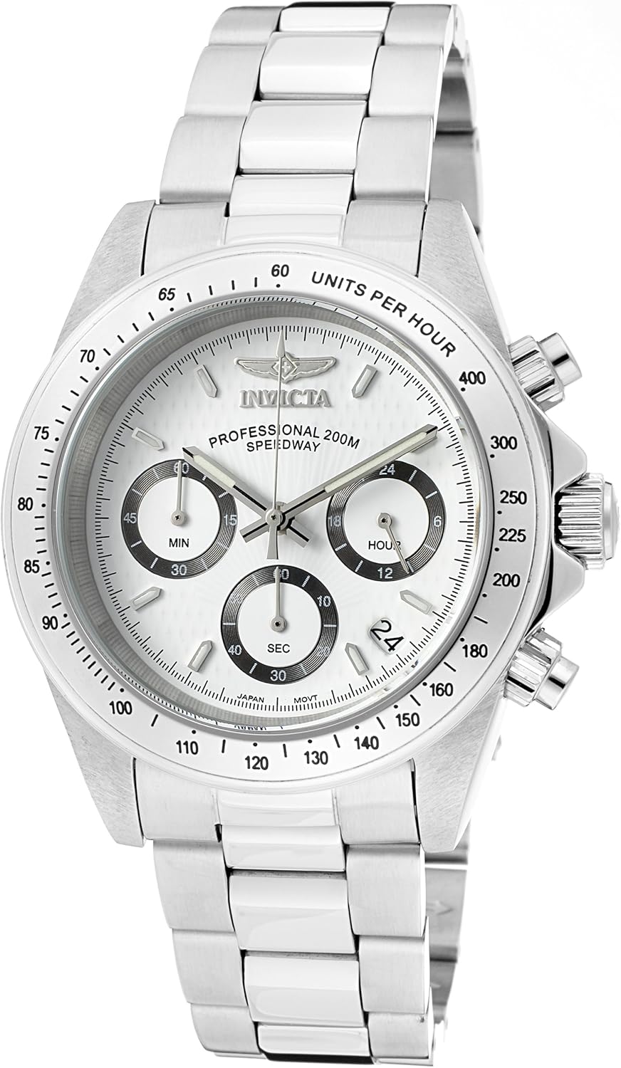Speedway Montre Homme Mouvement à Quartz en Acier Inoxydable - 39mm Argent / Blanc
