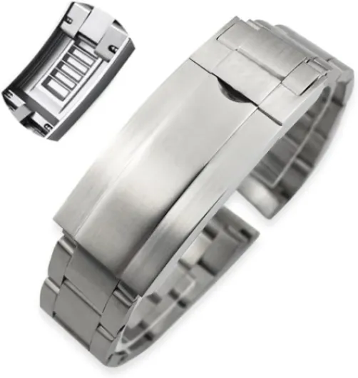 Bracelet de montre en acier inoxydable 316L 20 mm pour Rolex Submariner Daytona Date Just Sliding Lock Silver Bracelet de montre solide argent 20mm