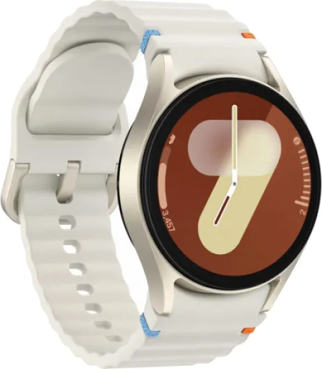 Galaxy Watch7 40 mm intelligente Uhr mit Sportband Gummi Bandgröße: S/M Anzeige 3,33 cm 1.3" 32 GB NFC Wi-Fi Bluetooth 28.9 g Cremefarben