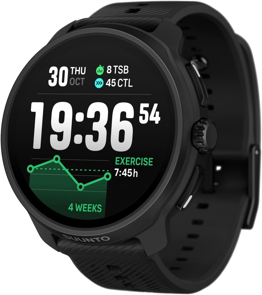 Race 2 Montre de Sport Homme Femme, Tracker d'Activités GPS Running, Bi-Band GNSS, Carte Hors Ligne, Écran Tactile AMOLED, Smartwatch Cardiofréquencemètre Podomètre Altimètre All Black