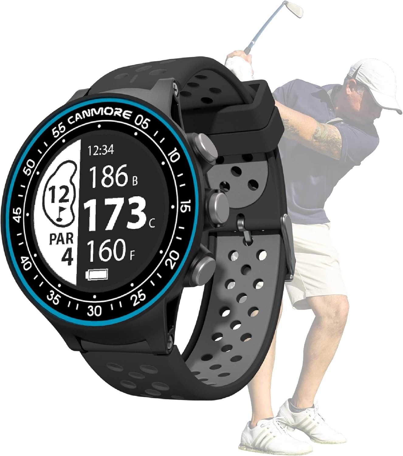 TW411 Montre GPS de Golf avec Tracker d'activité, Plus de 41 000 Parcours mondiaux préchargés gratuits, Puce IC améliorée, Bleu