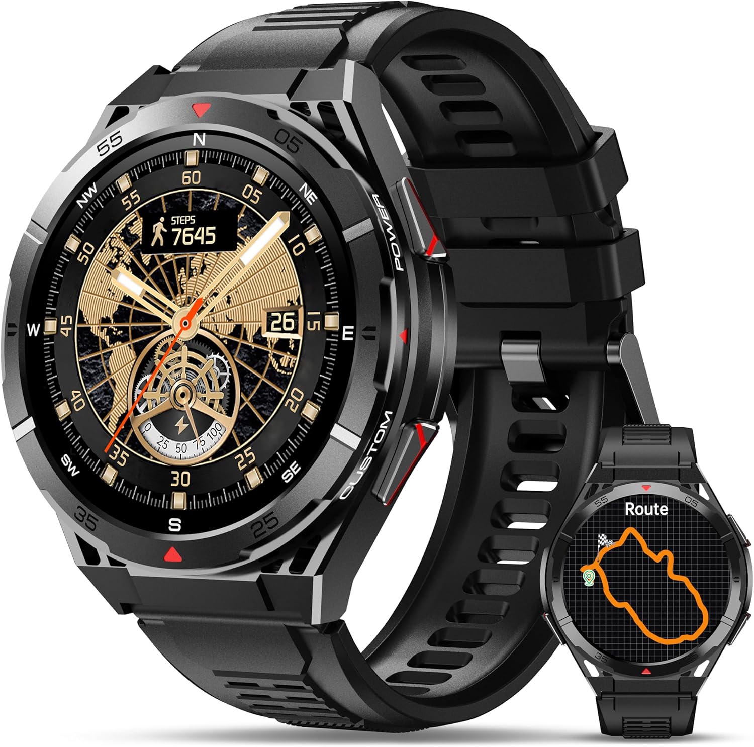 Montre Connectée Homme, Smartwatch GPS Double Bande Écran AMOLED de 1,43 Pouces, Autonomie de 14 Jours, 150 Modes Sportifs, Surveillance de la Fréquence Cardiaque, pour Android et iPhone Classique