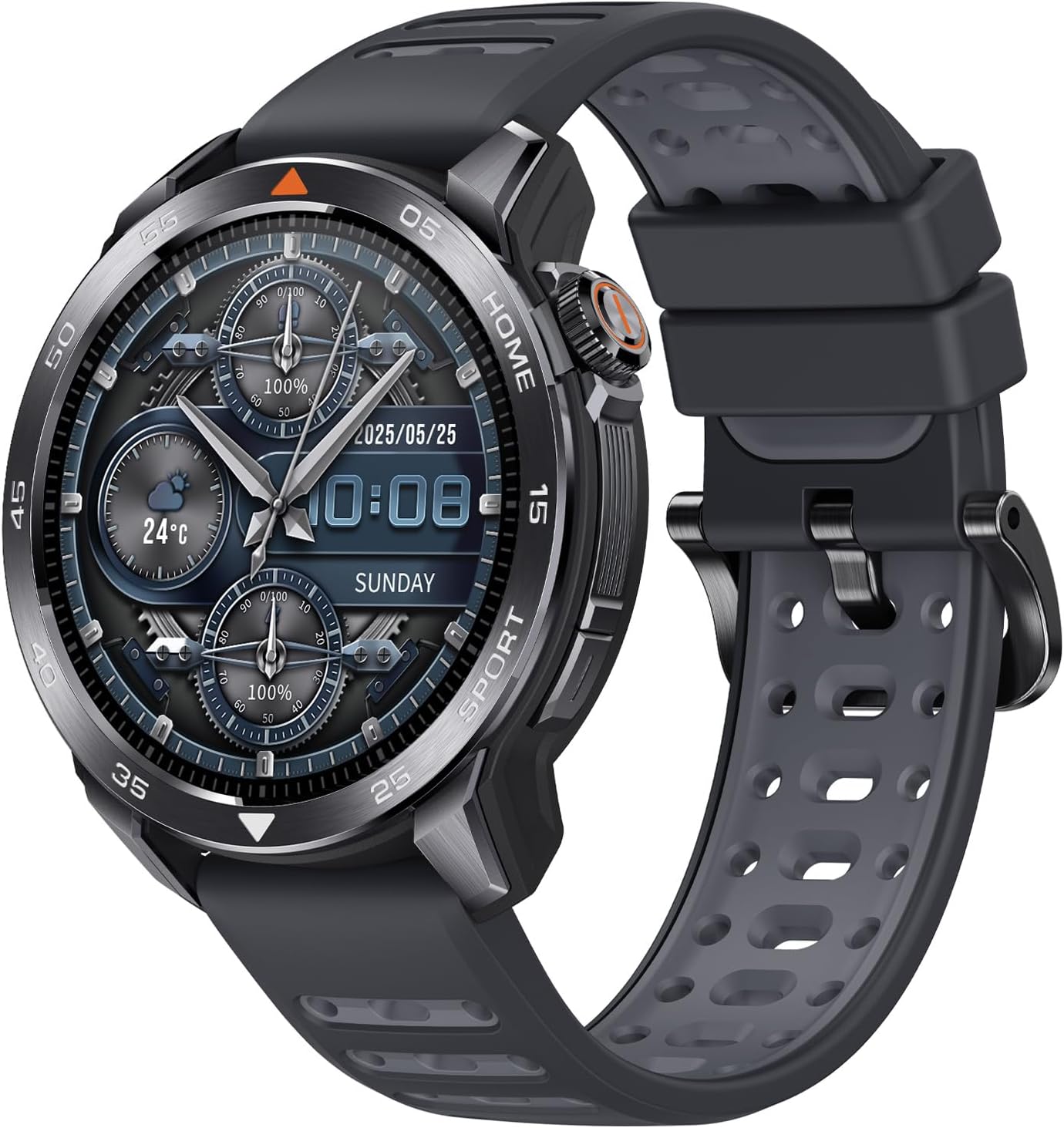 GS Pro2 - Montre Multisports Connectée 1,43" AMOLED avec Bi-Band GNSS, Smartwatch pour Natation, Cyclisme, Running, Randonnée, Ski et Padel (Gris Foncé)