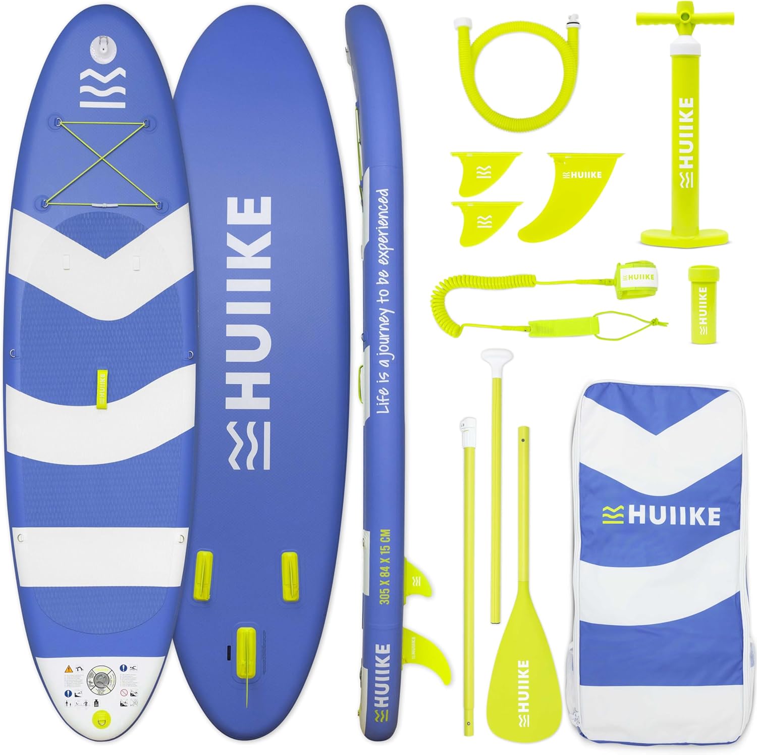 Paddle Gonflable Adulte avec Accessoires Inclus, Pagaie, Ailerons, Pompe - Planche de Stand Up Paddle Grande Stabilité et Résistance - 305 x 84 x 15 cm, Jusqu'à 130 kg Beach Royal Blue - Essential