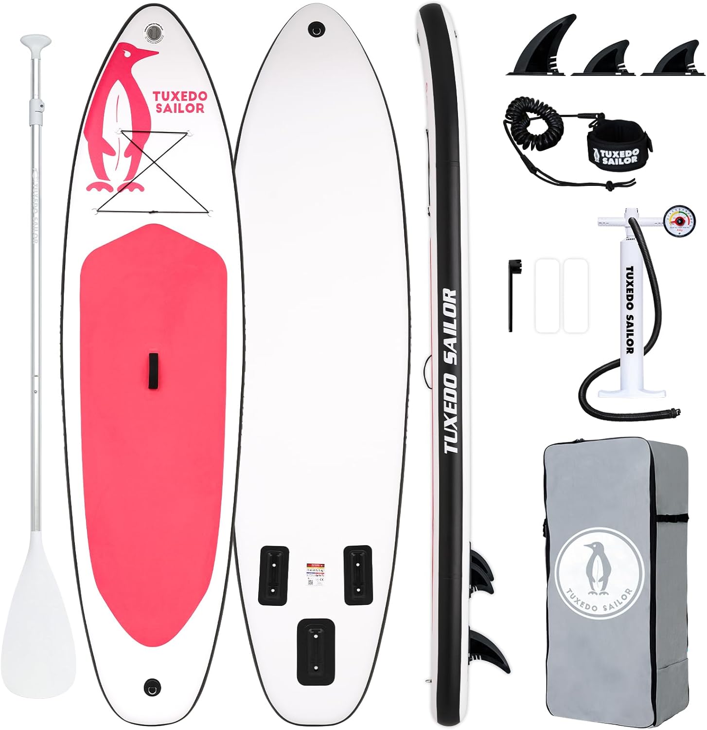 Tuxedo Sailor Planche de Stand Up Paddle Gonflable Sup Paddle Board Gonflable avec Accessoires Complets Planche de Paddle Gonflable Adultes Pink