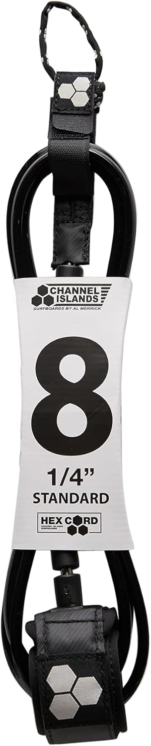 Channel Islands Surfboards Hex Cord STD Black Laisse pour Planche de Surf Unisexe 8' Noir