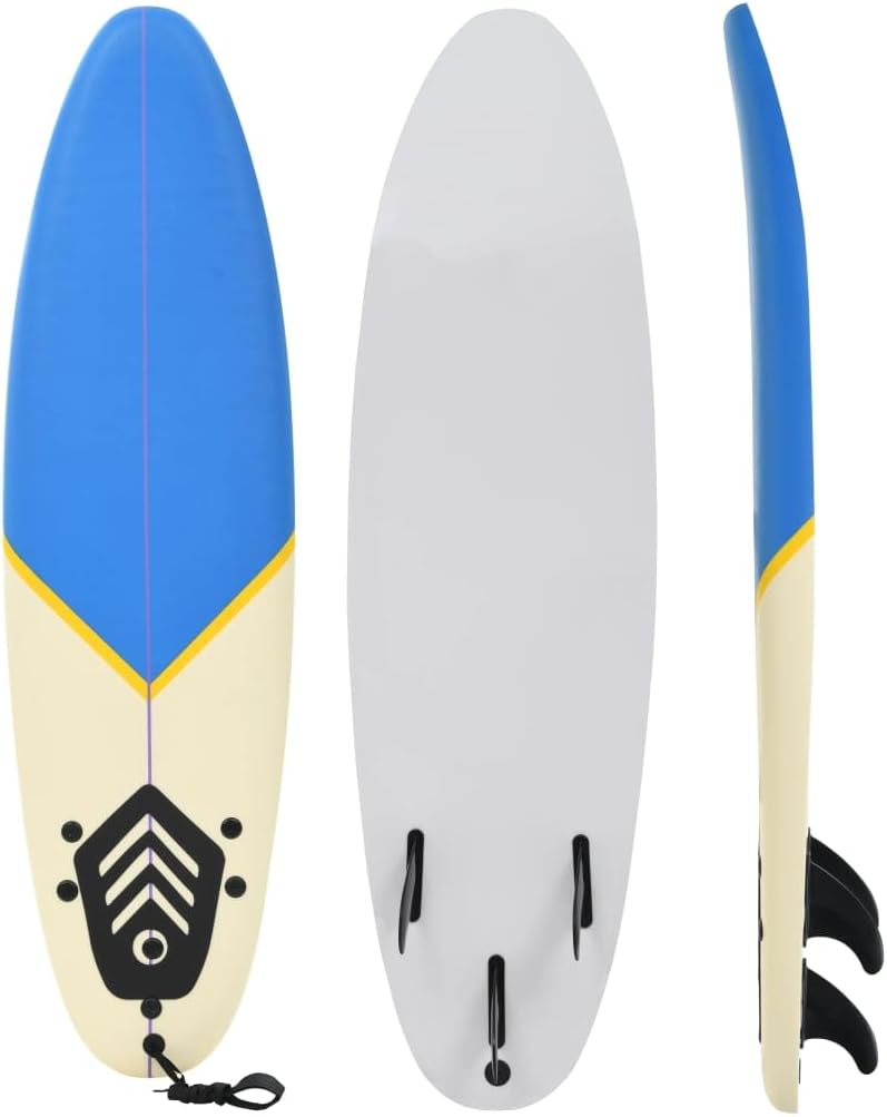 Planche de Surf 170 cm Bleu et Crème Paddle de Surf Sport Nautique