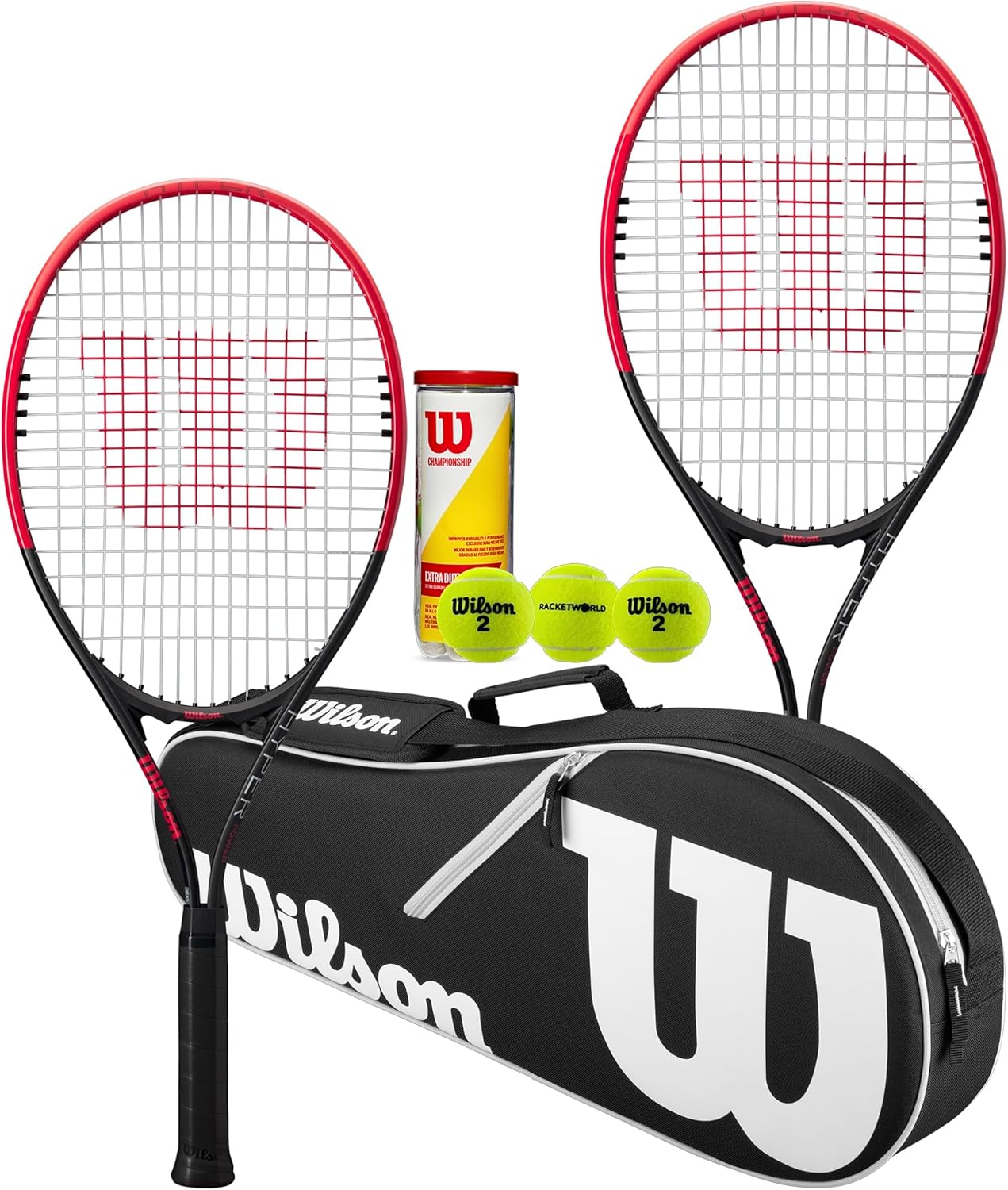 Federer Lot de 2 raquettes de tennis avec sac de raquette Wilson Advantage et 3 balles de tennis Championship
