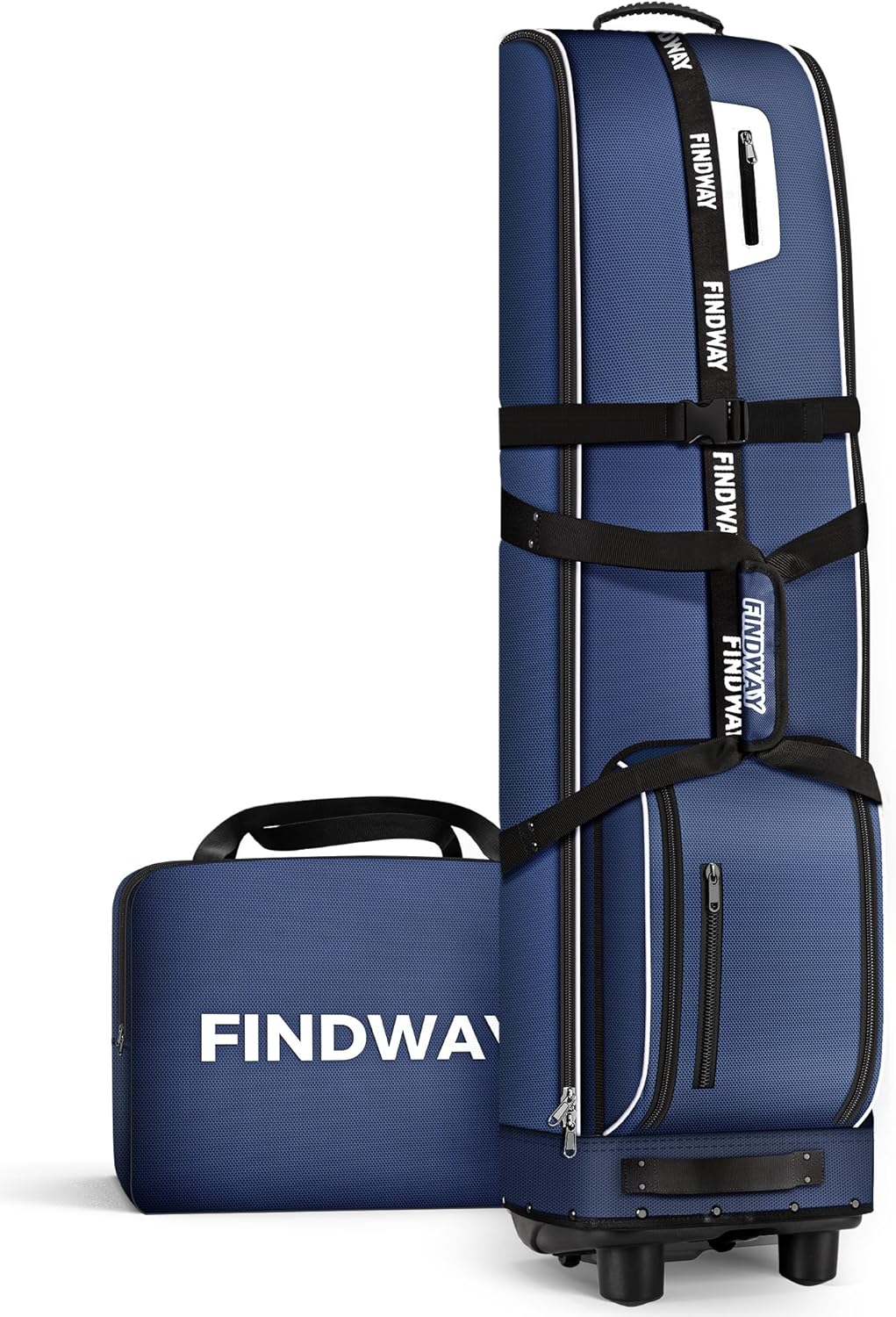 Findway Sac Voyage Golf avec Coussin Amovible Supplémentaire, Housses de Voyage de Golf pour Clubs en Oxford 1680D Résistant à l'usure et Imperméable Bleu
