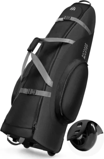 OutdoorMaster Sac de Voyage rembourré avec Roues renforcées, Oxford 900D Robuste résistant à l'usure et imperméable, Sac de Voyage pour Club de Golf à côtés Souples, Compartiment pour Chaussures et Noir