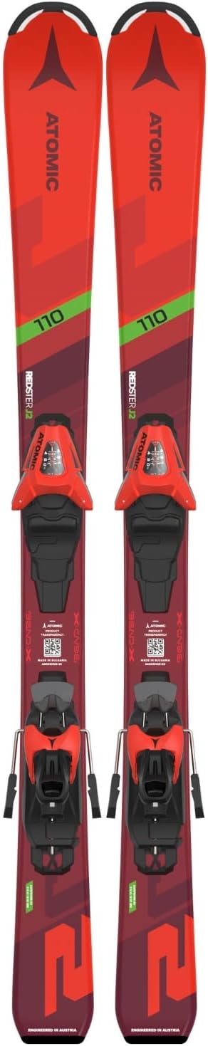 ATOMIC PM Redster J2 100 Ski pour Enfants de 5 à 8 Ans - Skis pour Enfants de 100 cm - avec Fixation avec préréglage - Ski Rouge avec Fixation C 5 GW 110 cm
