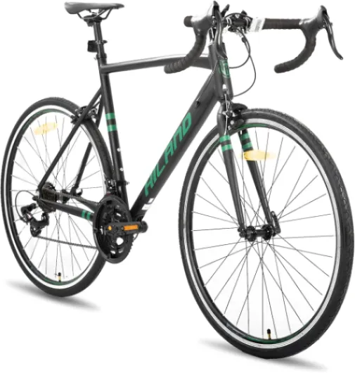 Hiland Vélo de Course 28 ", 14 Vitesses, Cadre en Aluminium 700c, Cadre de 490 mm, vélo de Ville pour Hommes et Femmes, Trois Tailles，Rouge/Noir/Vert L-570mm Noir