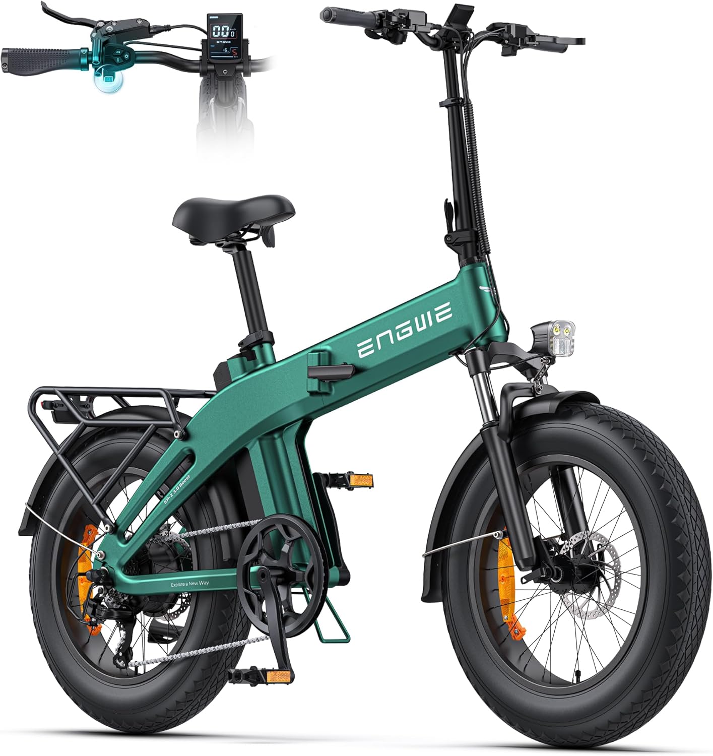 E Bike Vélo Pliable, Batterie 48 V 13,5Ah Jusqu'À 120km, Capteur De Couple Et Conception Pliable avec Freins Hydrauliques Et Application pour Tous Les Terrains, EP-2 3.0 Boost Vert
