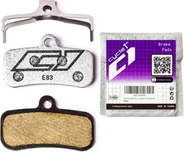 Plaquettes de Frein à Disque vélo Cycle1st compatibles avec étriers Shimano 4 Pistons – pour VTT/vélo de Montagne/eMTB – 83 Series (Semi-métallique/Céramique) Céramique: Argent- 1 paire