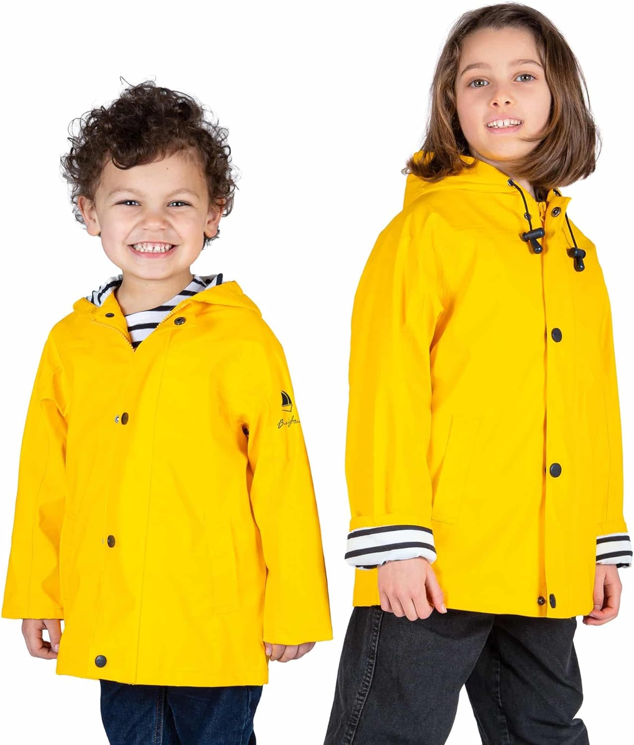 Ciré Imperméable Enfant ELVEN, Intérieur Rayé Marinière avec Capuche - 1 an à 14 Ans 4 ans Jaune