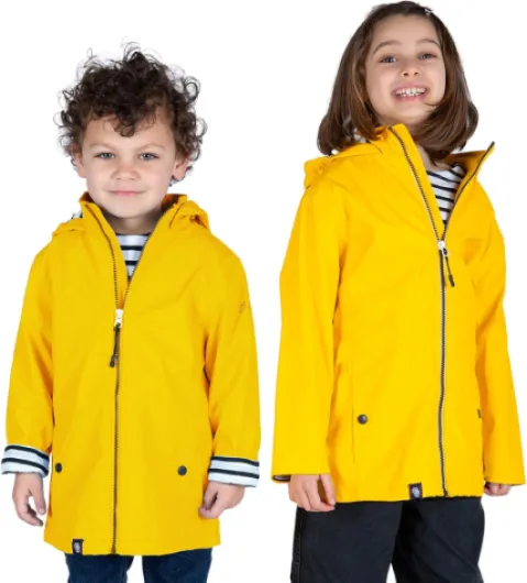 Ciré imperméable enfant LANNION, intérieur jersey rayé avec col montant - Mixte, garçon ou fille - du 1 an au 14 ans 6 ans Jaune