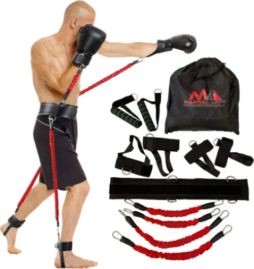 Bandes de résistance de Boxe pour Arts Martiaux MMA, entraînement de résistance à la Maison pour Coups de Poing/Coups de Pied, Bandes d'exercice de 68 kg pour améliorer la Puissance, la Vitesse et Rouge
