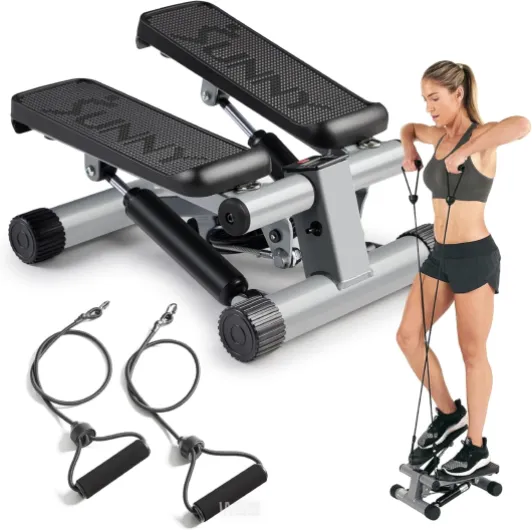 Sunny Health & Fitness Mini Stepper de Fitness pour la Maison, Machine de Step, Appareil de Fitness avec Mouvement de Rotation Optionnel, Bandes de Résistance et Connexion SunnyFit APP Gratuite 01 Original