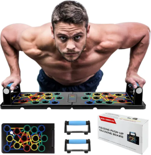 Push Up Board Pliable Ensemble de planches push-up Premium 24 en 1, pliable et portable, salle de gym à domicile, équipement de fitness pour la maison